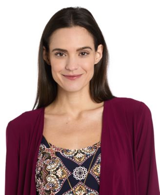 Women's Printed Interlock Twist Yarn Jacket Dress, 2-Piece Set