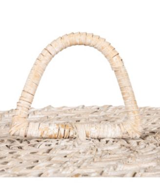 Rattan Wicker Storage Basket with Lid, Washed Black Finish, Set of 2