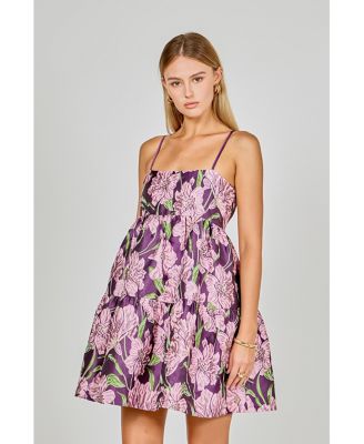 Women's Floral Jacquard Mini Dress