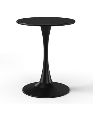 3-Piece Round Metal Bistro Dining Table Set And Stackable Resin Patio Dining Side Chairs