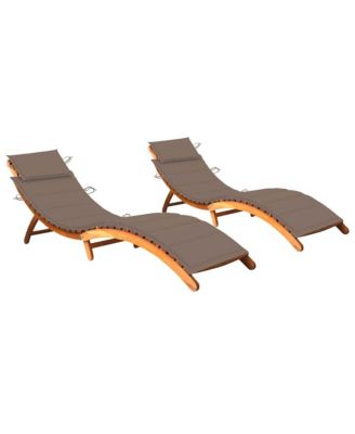 Patio Sun Lounger Natural wood Solid acacia wood Double