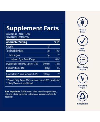Magnesium Liquid 300mg – Supports Energy, Heart, Digestion, Hydration & Healthy Bones – Tangerine Flavor, 16 fl oz (32 Servings)