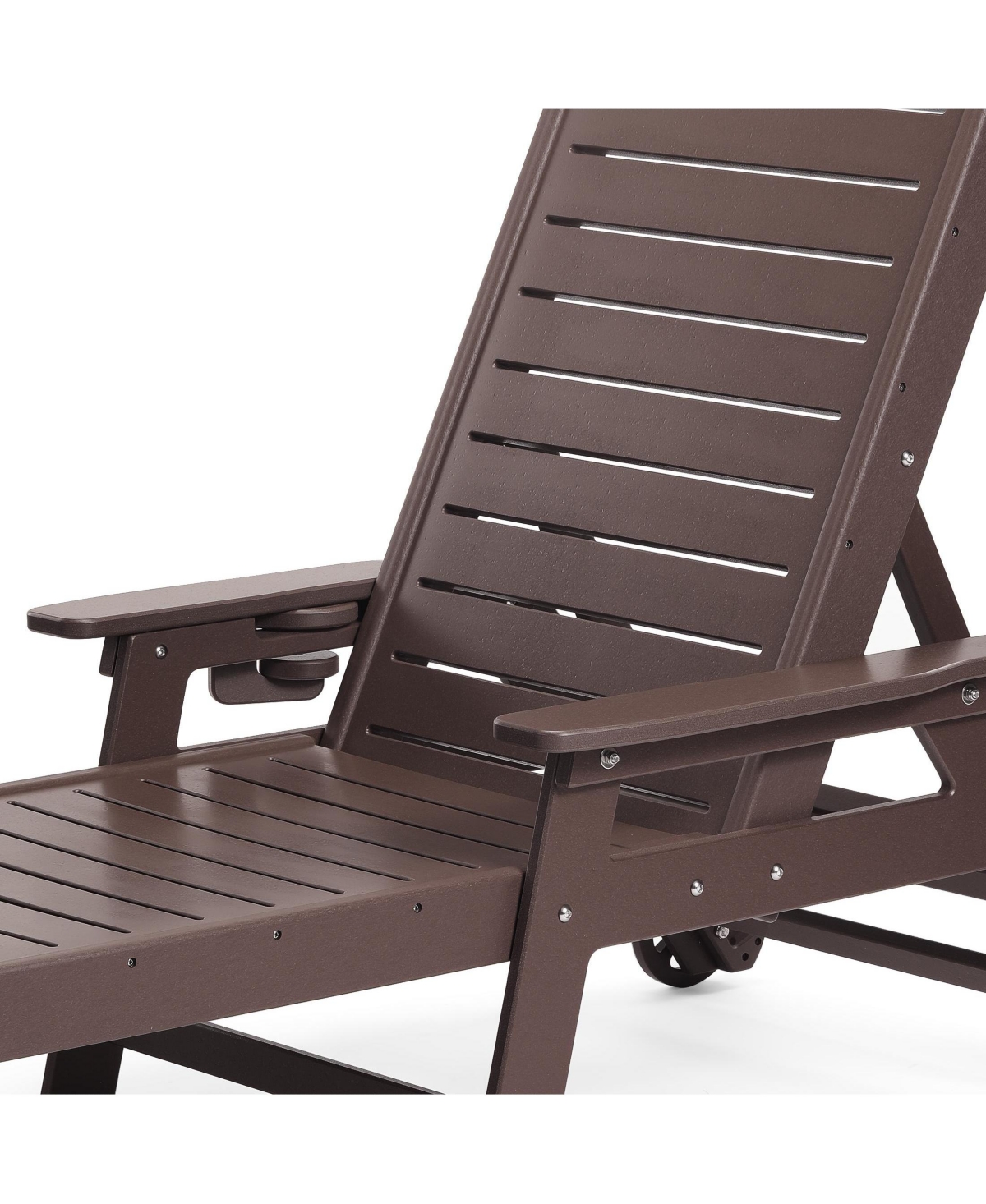 WestinTrends 3-Piece Polyethylene Outdoor Patio Chaise Lounge Chair with Wheels & Cup Holder Side Table