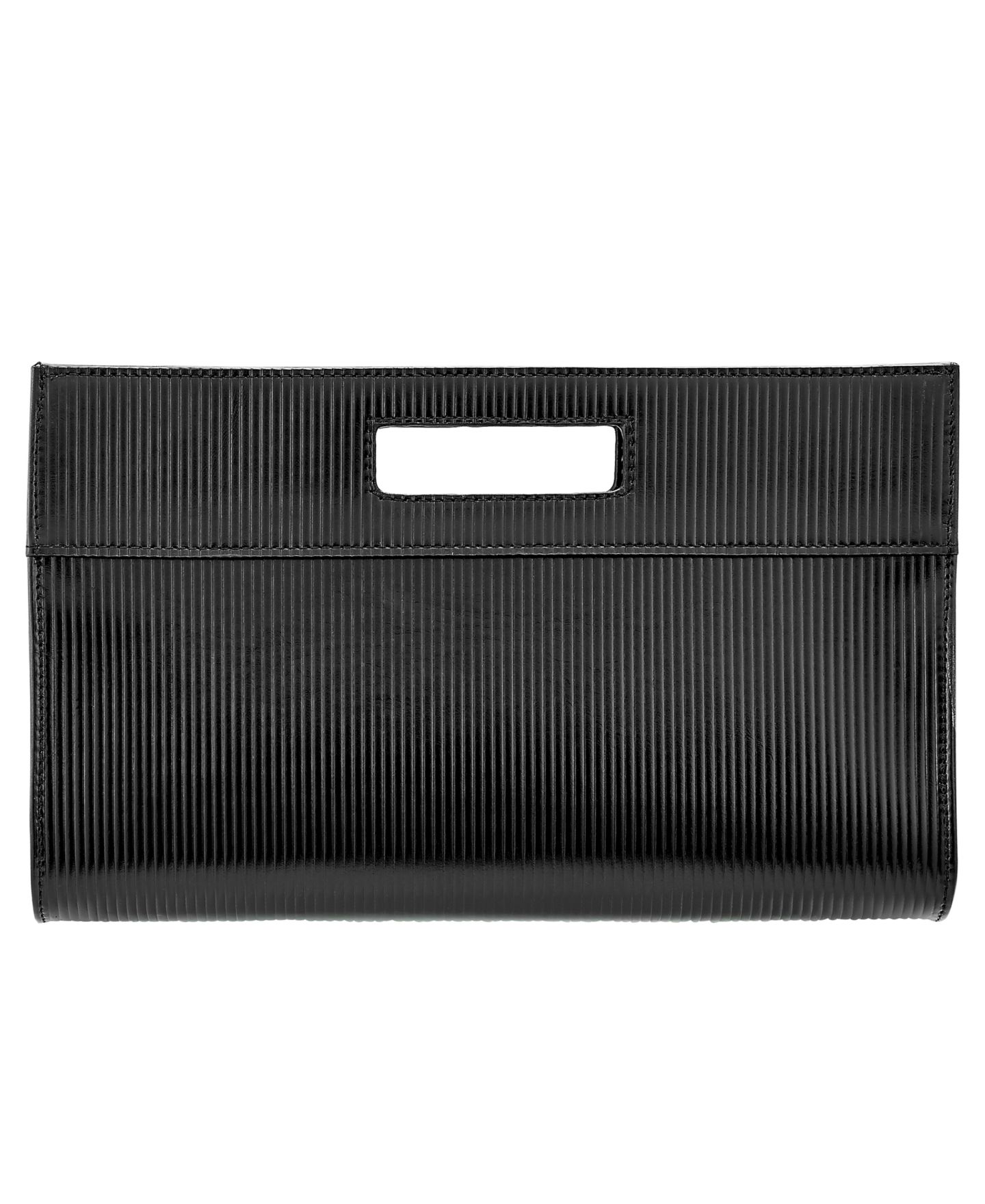 Женский клатч GiGi New York Remy Embossed Stripe Leather Clutch, цвет: Чёрный — фото 1