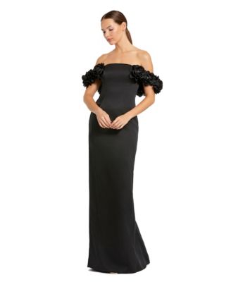 Women's Satin 3D Flower Off The Shoulder Mermaid Gown