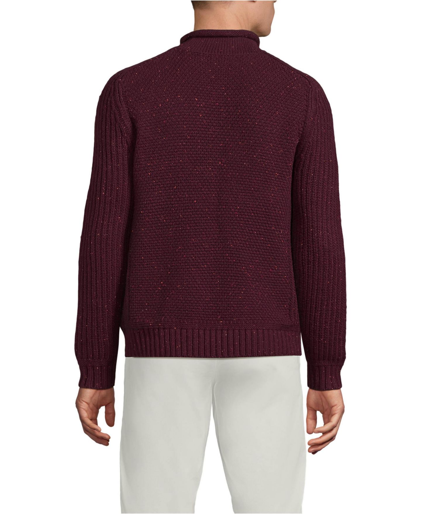 Мужской свитер Lands' End Long Sleeve Roll Neck, цвет: Винный — фото 4