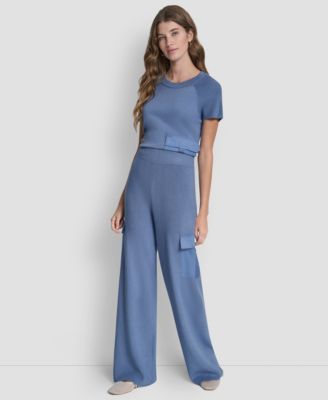 Women's Knit Straight-Leg Cargo Pants