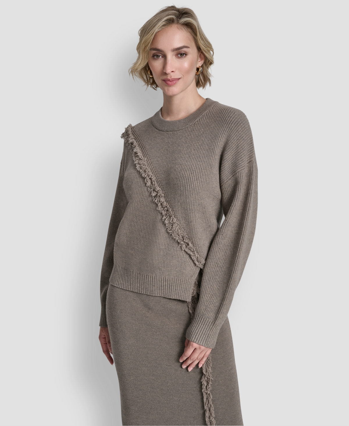Dkny Women's Long-Sleeve Fringe Sweater