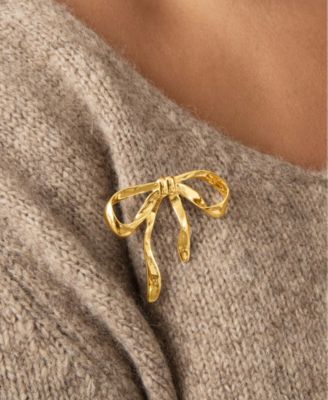 Gold Plated Bow Organica Brooch