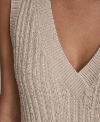 Women's Sleeveless V-Neck Loop Stitch Sweater Vest