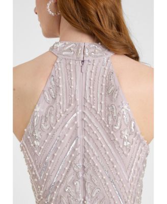 Women's Embellished Sequin Beaded Maxi Dress