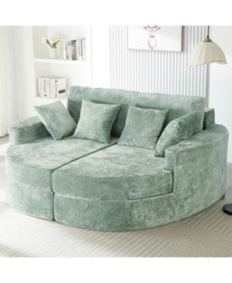 Streamdale Full-Compressed Chaise Sofa 80" Curved Boneless Couch with Cup Holders, Black