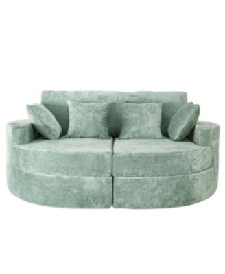 Streamdale Full-Compressed Chaise Sofa 80" Curved Boneless Couch with Cup Holders, Black