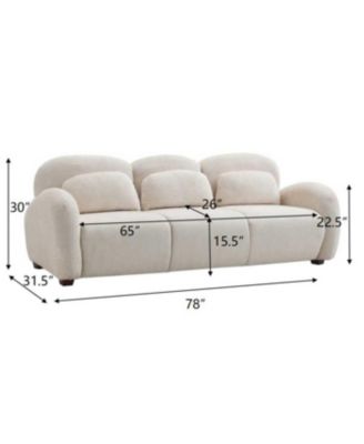 78 in. Modern 3 Seater Boucle Sofa with 3 Pillows, Beige