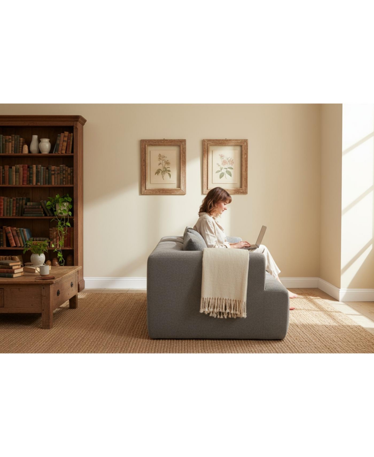 Streamdale Furniture Streamdale Full-Foam Modular Sofa, 96" Boucle 2-Piece Sectional with Rounded Arms