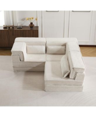 Streamdale Compression Sofa, Convertible Floor Sofa Bed, Modular Sectional, 3 Seater, White