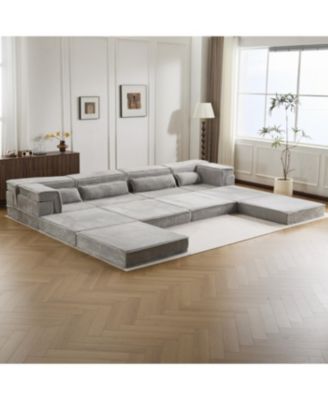 86" Modern Chenille 3-Seater Sofa with Rolled Arms & Wood Legs