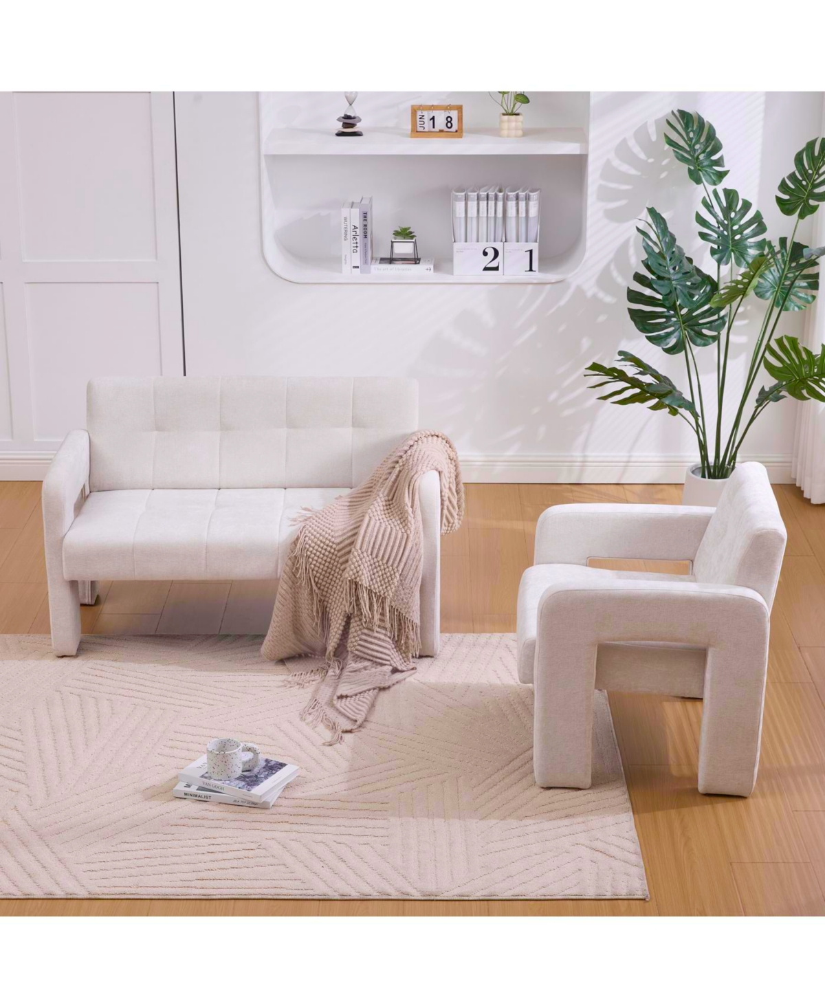 Streamdale Furniture Nordic Modern Double Armchair Sofa for Living Room & Bedroom