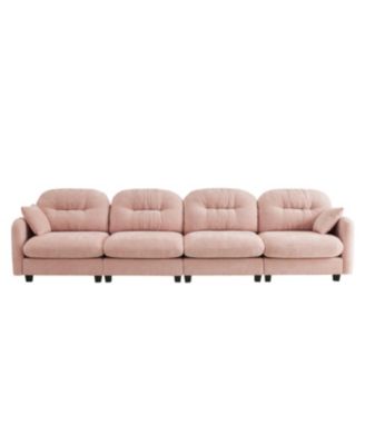 Streamdale Four-Seater Modular Chenille Sectional Couch with Pillows, Pink