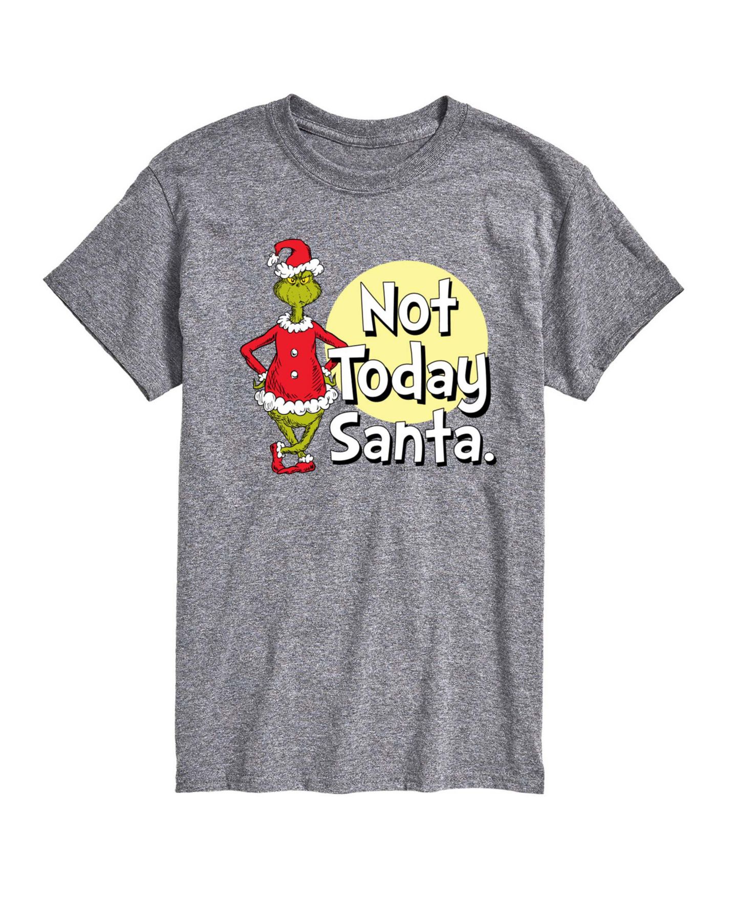 Мужская футболка AIRWAVES The Grinch Not Today Santa Short-Sleeve Graphic, цвет: Серый меланжевый — фото 1