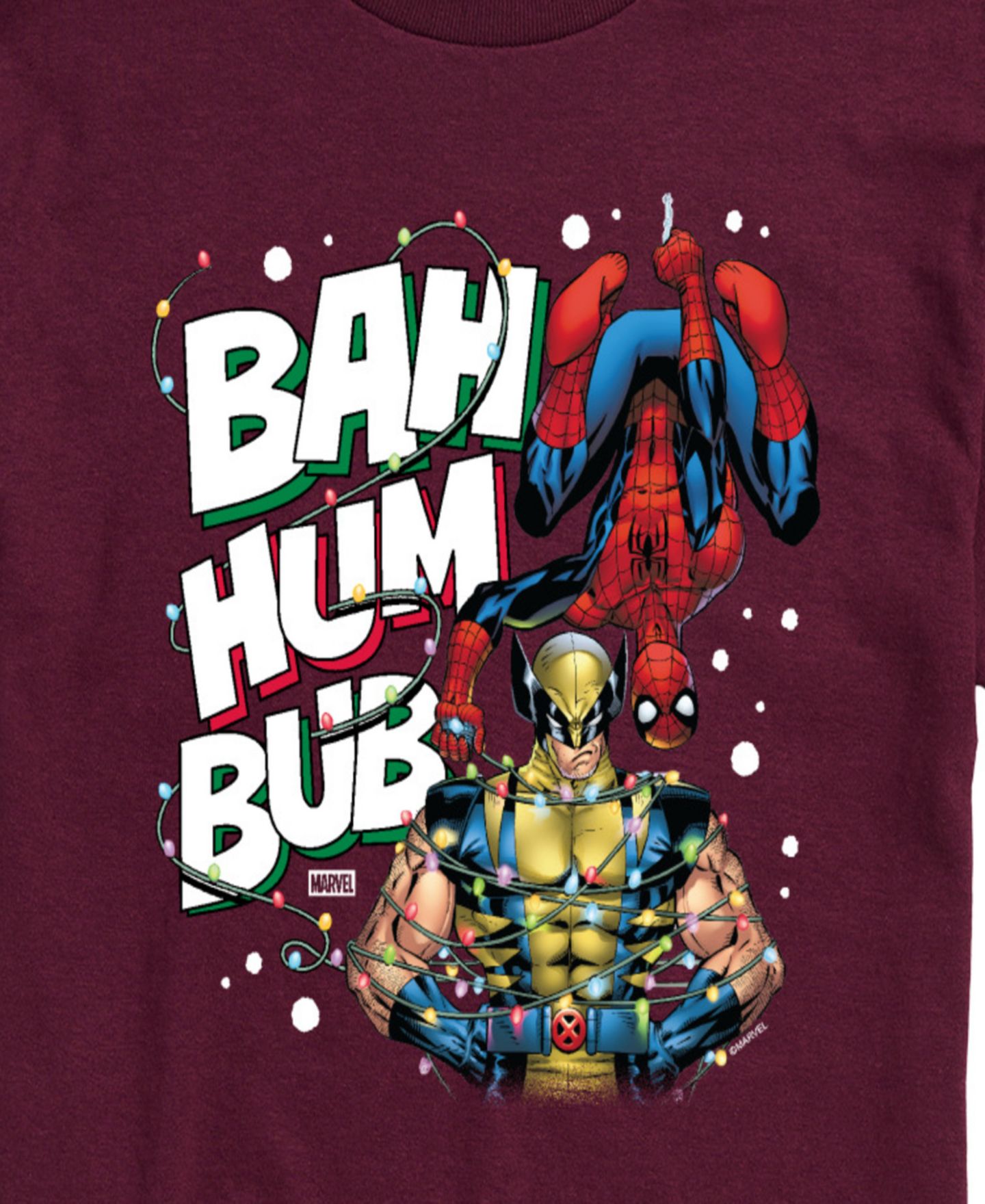 Мужская футболка AIRWAVES Marvel Bah Hum Bub Wolverine and Spider-Man Graphic Short-Sleeve, цвет: Тёмно-бордовый — фото 2