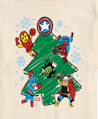 Men's Marvel Avenger Christmas Sketch Short-Sleeve Graphic T-Shirt