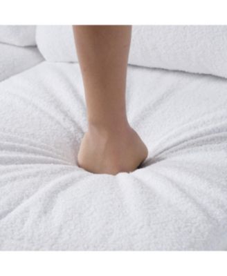 Streamdale 83.86" 3-Seater Sofa, Curved Armrest, Teddy Velvet, Solid Wood Legs & Frame, Green