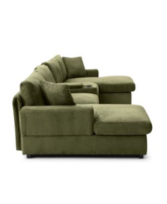 Streamdale U Shaped Cloud Couch Sectional Sofa, 126" Oversized Comfy Green Sofa with Console
