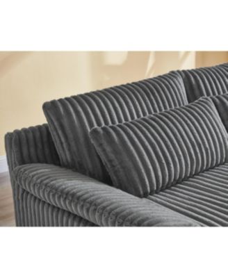 Corduroy Loveseat Sofa with Pillow Top Arms & 2 Accent Pillows