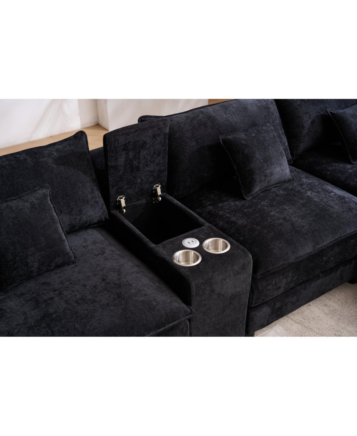 Streamdale Furniture Streamdale 148-inch seven-piece sofa set with console, coffee table & 6 pillows