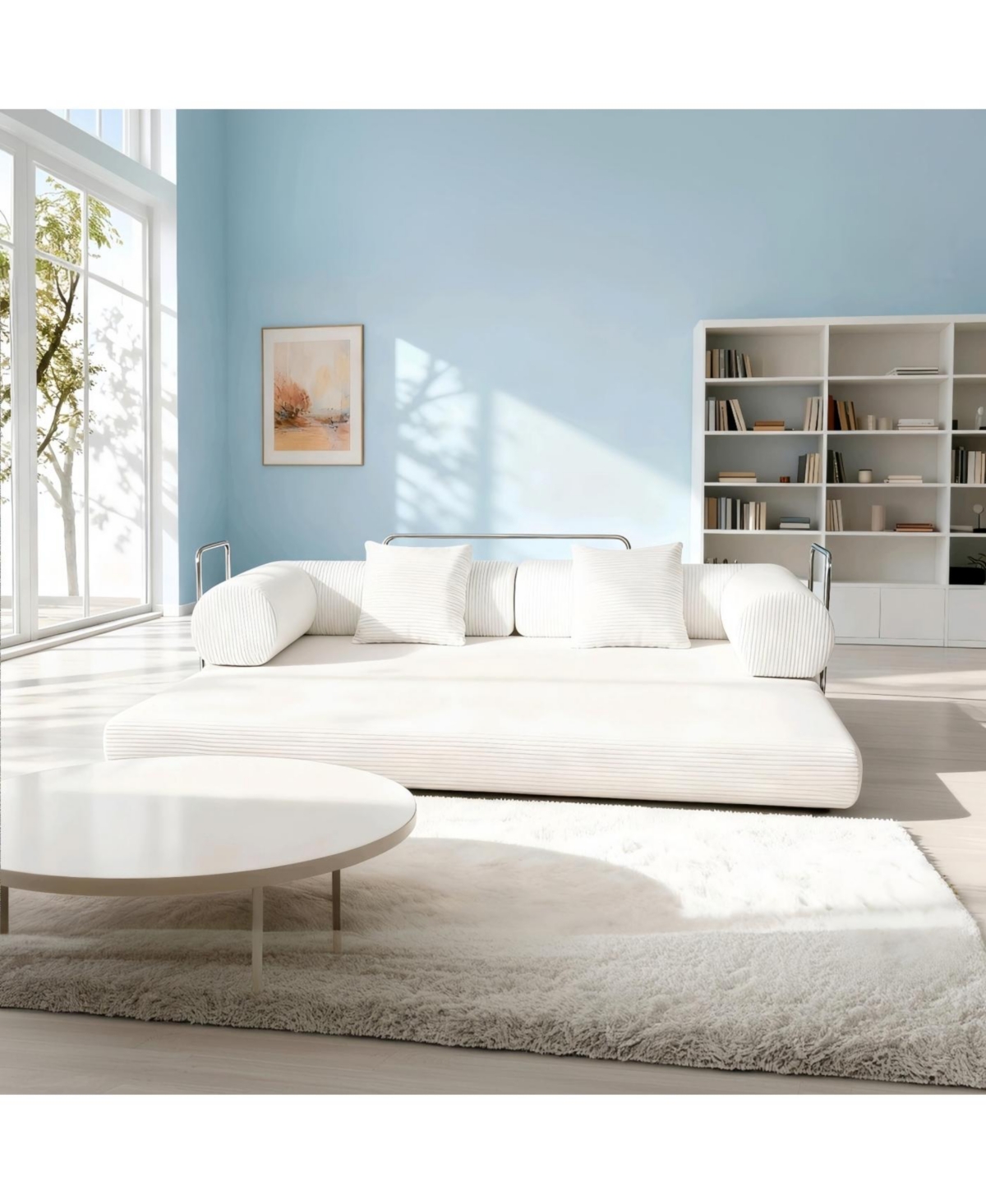 Streamdale Furniture Streamdale Cream color sofa for living room, apartment, bedroom, and compact room
