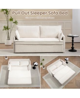 Streamdale Ergonomic Sofa Bed with Storage & Charging - Corduroy Convertible Sleeper