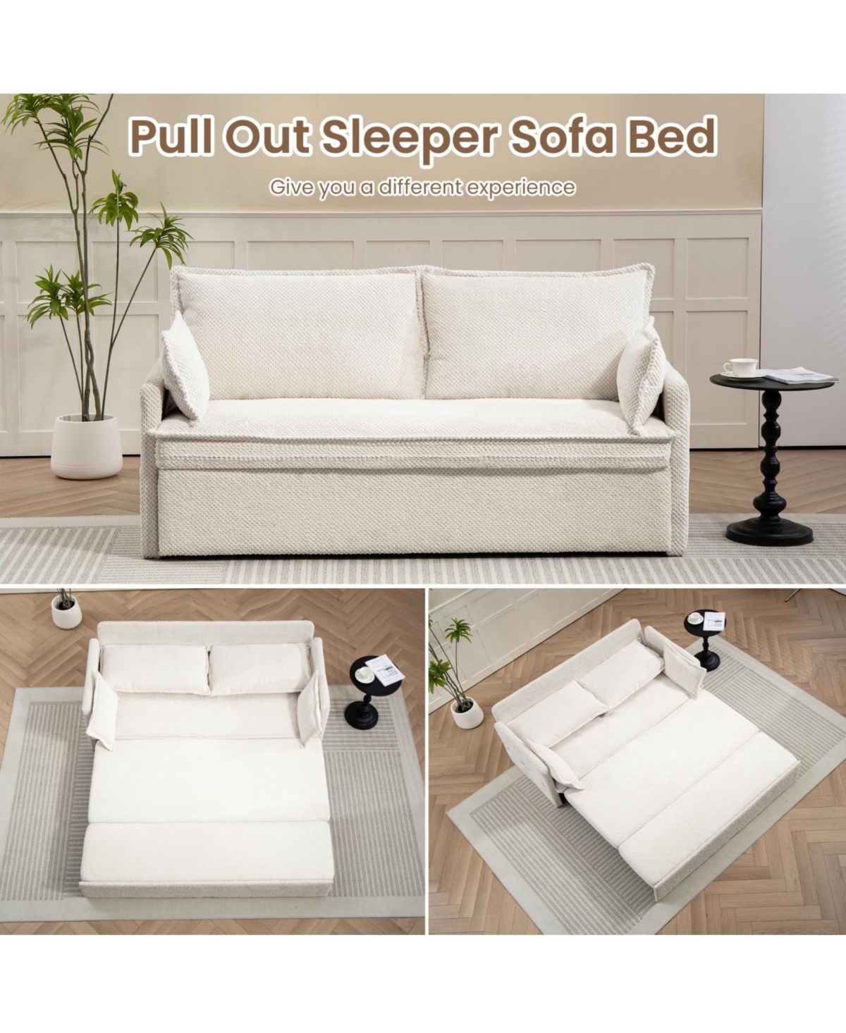 Streamdale Furniture Streamdale Ergonomic Sofa Bed with Storage & Charging - Corduroy Convertible Sleeper