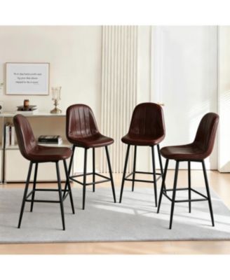 Streamdale Modern Swivel Bar Stools with Back Support, Dark Brown (Set of 2