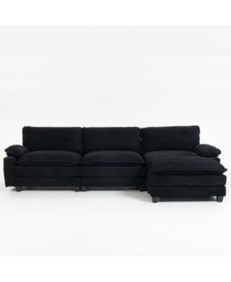 Streamdale Modern 3+1 L-Shaped Corduroy Sofa with Ottoman, Cloud Couch for Living Room.