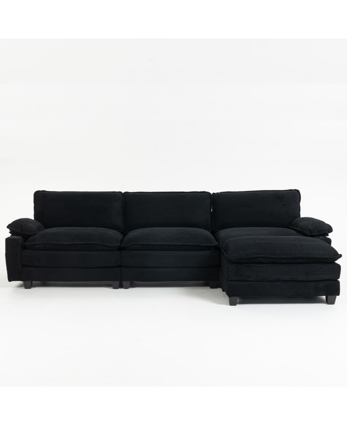 Streamdale Modern 3+1 L-Shaped Corduroy Sofa with Ottoman, Cloud Couch for Living Room.