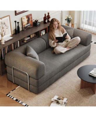 Streamdale Corduroy Compression Sofa Bed with Pillow Back Support, Grey