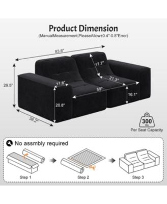 Streamdale Modern Modular Sectional Sofa - Black/Grey Chenille Fabric