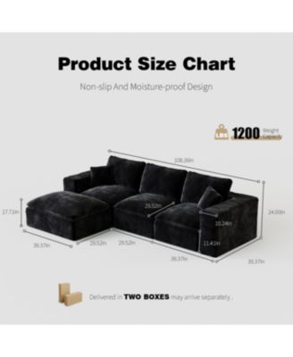 Streamdale 108" Cloud Sectional Couch with L-Shape Chaise, Modern Modular Sofa, Deep Seat, Plush Corduroy