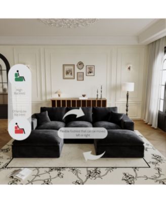 Streamdale 108" Cloud Sectional Couch with L-Shape Chaise, Modern Modular Sofa, Deep Seat, Plush Corduroy