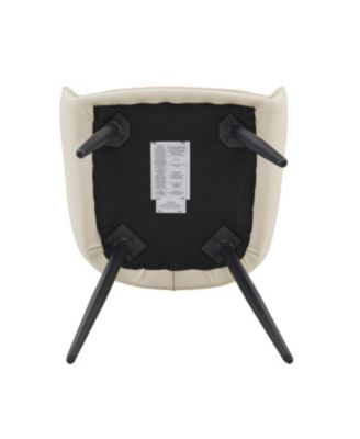 Streamdale Dining Chairs Set of 4, Off White Faux Leather, Gold Mesh Texture, Black Legs (Set of 4