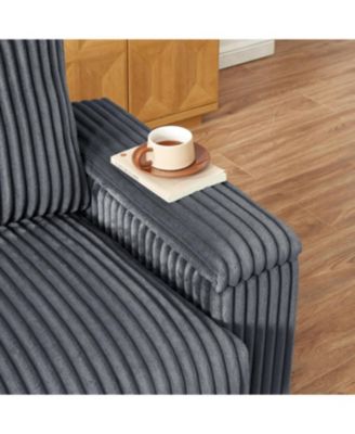 Streamdale 71" Sofa Plush Corduroy Square Storage Armrest USB port