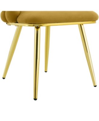 Streamdale Set of 2 Yellow Velvet Dining Chairs with Gold Legs