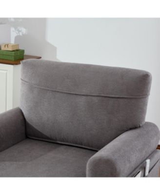 Streamdale Modern Minimalist Chenille Chaise Lounge Recliner Sofa with Wooden Legs & Side Pockets