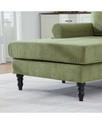 Streamdale Modern Minimalist Chenille Chaise Lounge Recliner Sofa with Wooden Legs & Storage Pockets