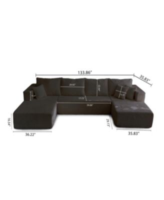 Streamdale Cloud Modular Sectional Sofa with Ottoman, Modern U Shaped Couch