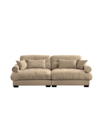 Streamdale Camel Velvet Two-Seater Sofa with Pillows