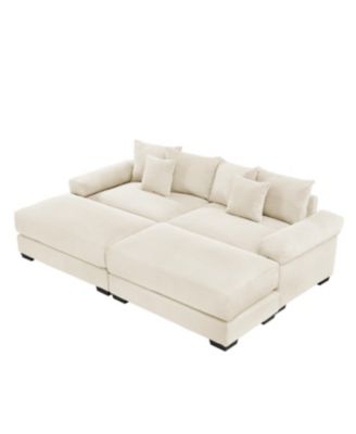 Streamdale Oversized Cloud Modular Sectional Couch with Ottoman, Cream
