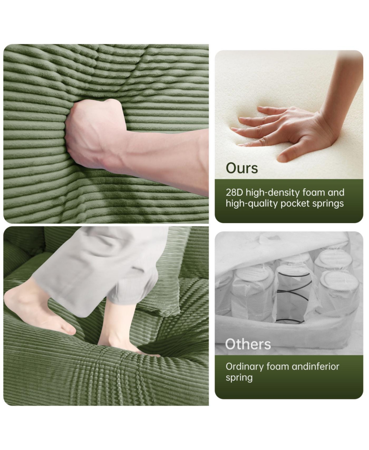 Streamdale Furniture Streamdale Oversized Cloud Modular Sectional Couch, Convertible, Deep Seat, Green