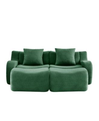 Streamdale Soft Teddy Fabric Boneless Sofa with Anti-Slip Design, Green